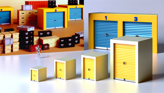 alt_text: A cover image for a guide on storage unit sizes, showcasing units and a cluttered background.