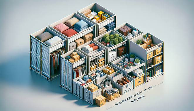 alt_text: Cover image illustrating storage unit sizes, featuring organized items and a clear title for guidance.